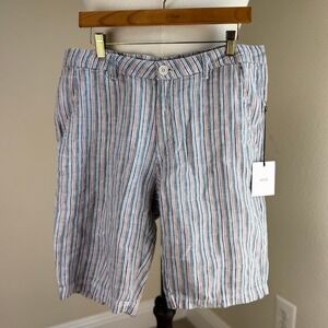 ONIA Austin‎ Linen Stripe Newport Shorts 32 Barneys New York Multi White